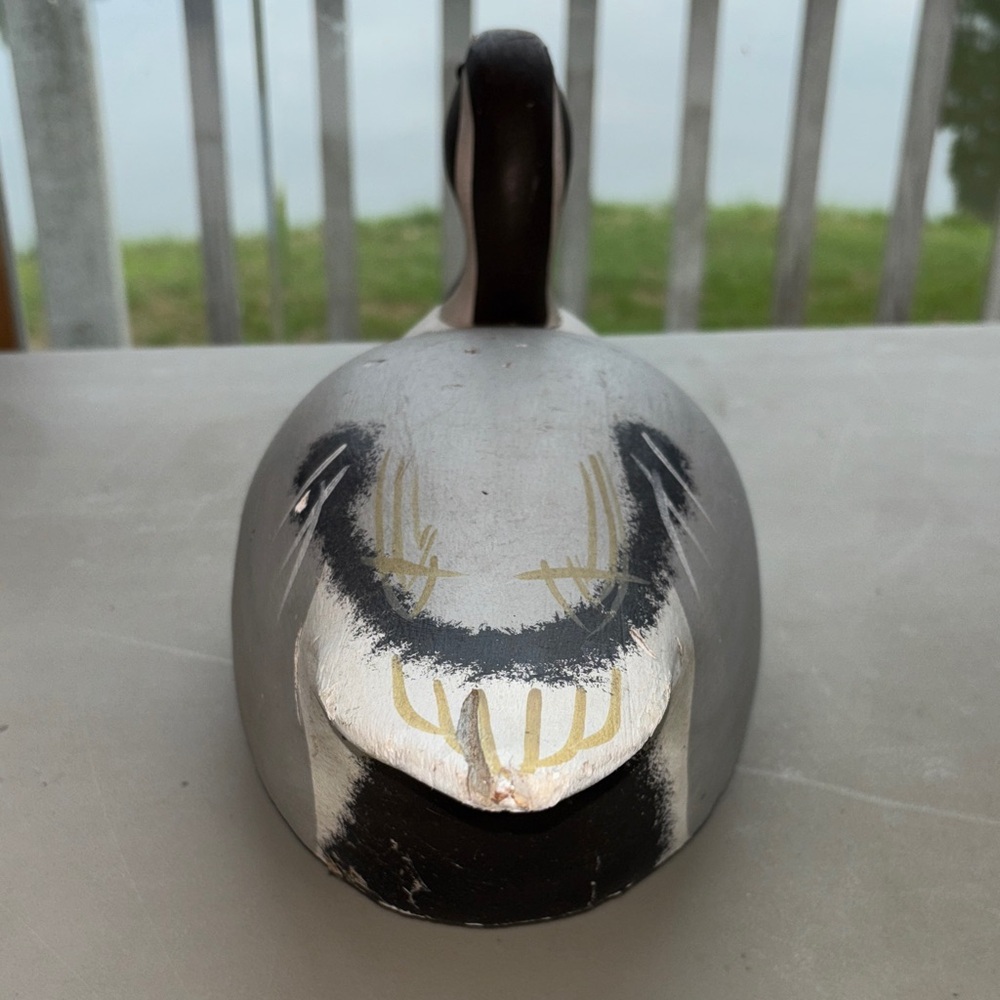 Vintage Hand Carved Hand painted Wooden Duck Decoy - Black/White/Grey/Blue - Picture 10 of 13